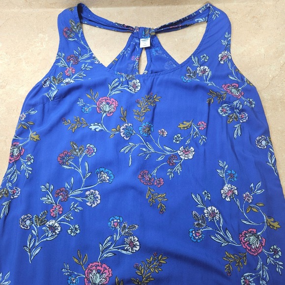 Old Navy Floral Print Casual Dress Blue Summer Dress SZ M Beachy Vacation Resort - Picture 9 of 9